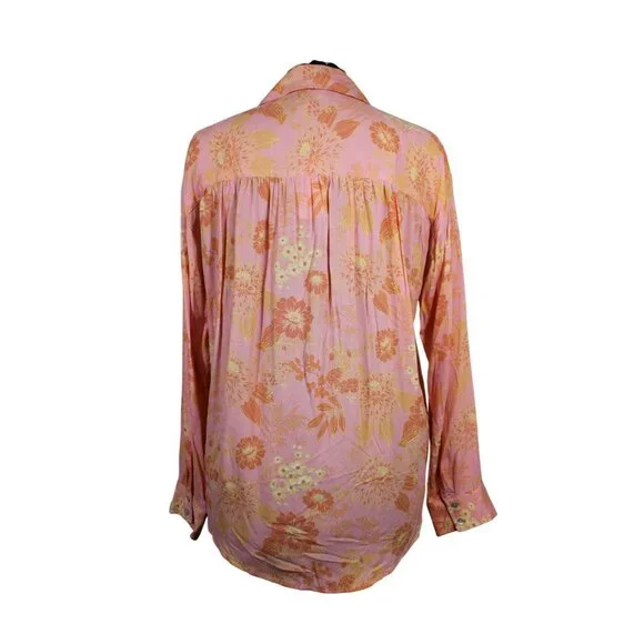 Z‎ Supply women's Ruby long sleeve floral collared button front shirt M - Picture 3 of 9